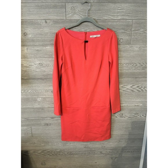 Trina Turk‎ Salmon Peach Leatrice Long Sleeve Shift Dress Size 2 W/Pockets - Picture 1 of 8